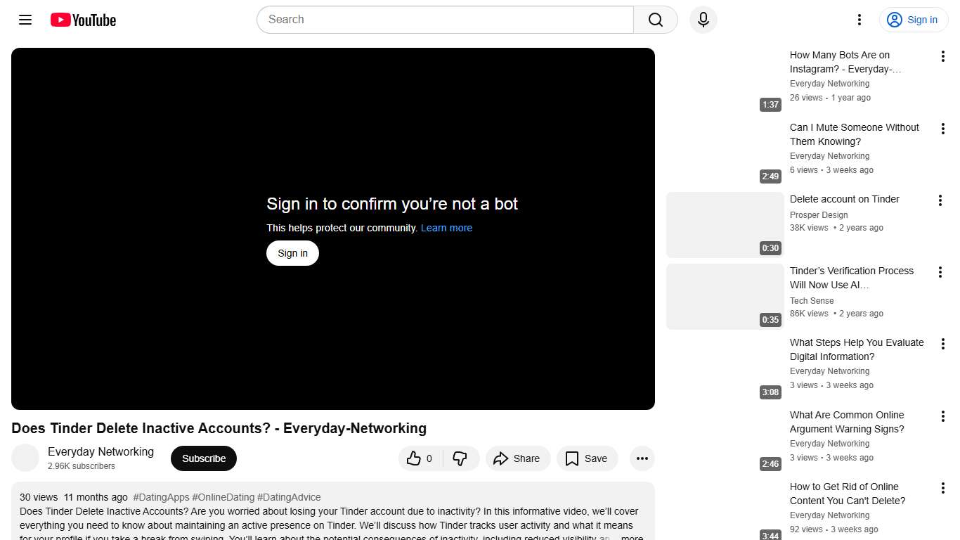 Does Tinder Delete Inactive Accounts? - Everyday-Networking - YouTube