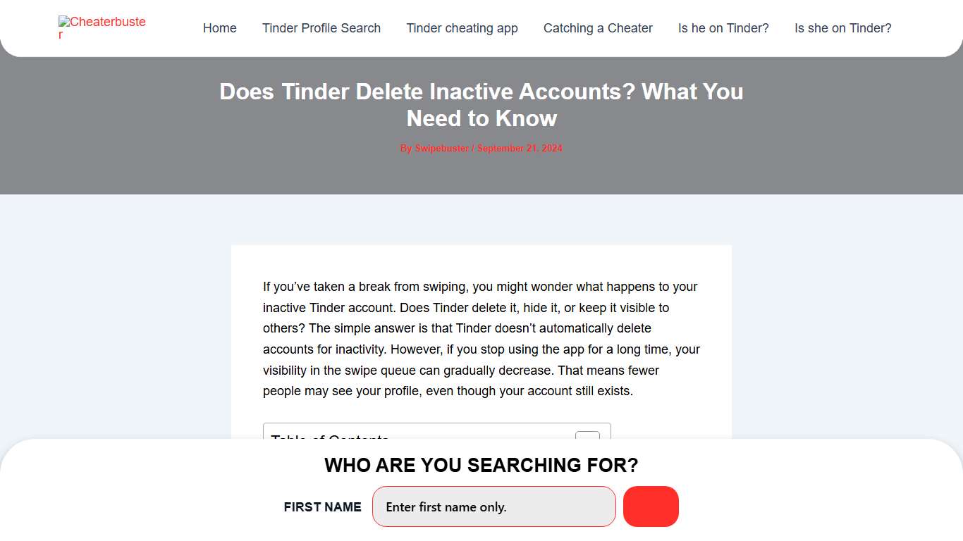 Does Tinder Delete Inactive Accounts? | Cheaterbuster